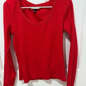 Women's Red Long Sleeve Top